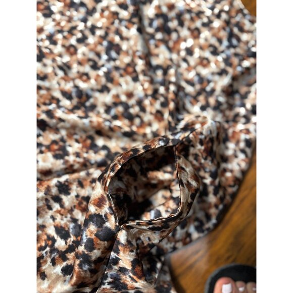 Nicole Miller New York Womens  M Animal Print Maxi Dress With Built-In Bra Brown - Picture 13 of 14